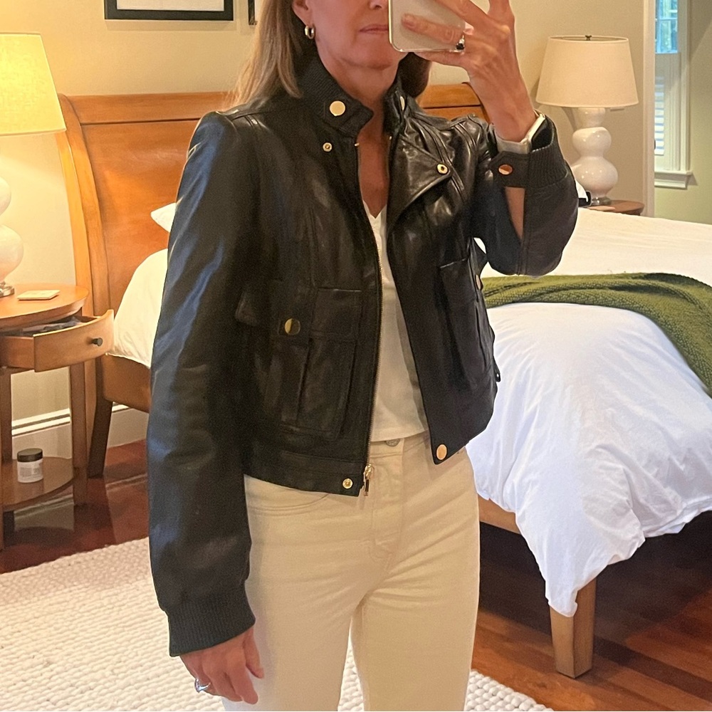 Trina Turk leather jacket. Black. Size XS. Beautiful!